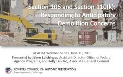 Now On Demand: Section 110(k) and Section 106: Responding to Anticipatory Demolition Concerns